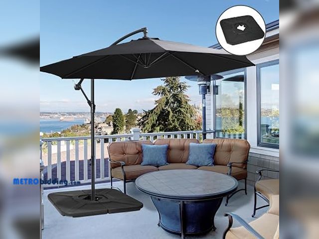 Lot 88-494333 - Crestlive Products 4-Part Patio Cantilever Umbrella Base in Black