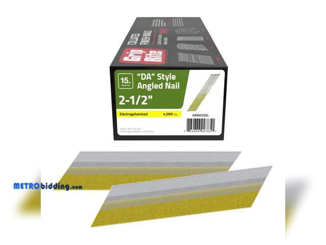 Lot 88-480297 - Grip Rite Prime Guard GRDA25GL 15 Gauge Galvanized DA-Style Angled Finish Nails 2-1/2" (4, 000per Pa...