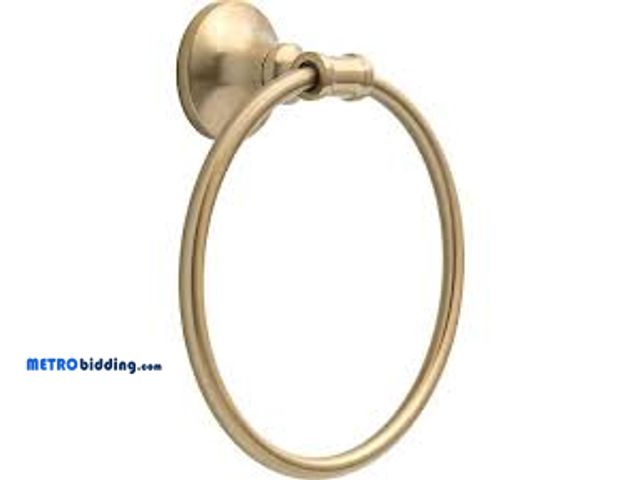 Lot 88-495385 - Delta Chamberlain Wall Mount Round Closed Towel Ring Bath Hardware Accessory in Champagne Bronze