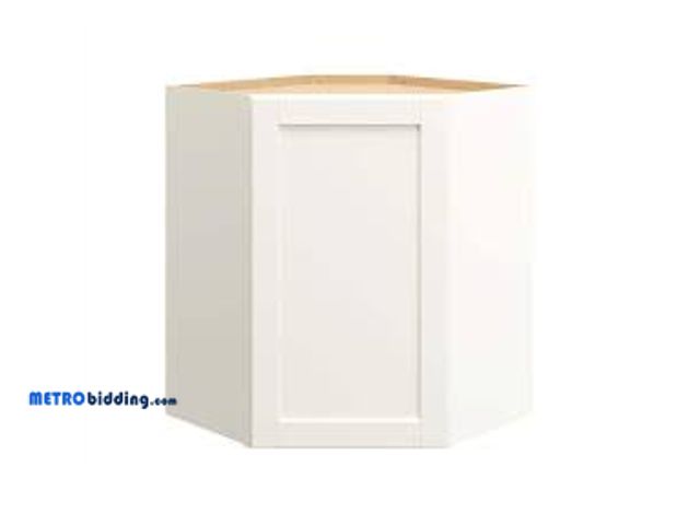 Lot 88-491348 - Hampton Bay Westfield Feather White Shaker Stock Corner Wall Kitchen Cabinet (24 in. W x 12 in. D x ...