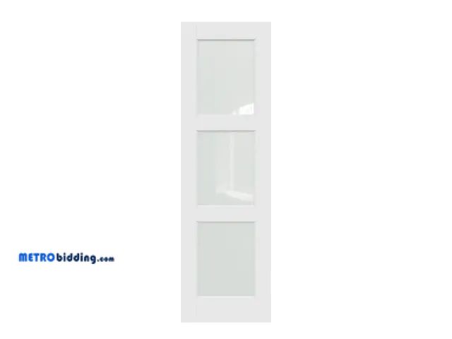 Lot 88-483552 - JUJUBON Traditional  24-in x 96-in White 3-panel square Frosted glass Smooth Solid core Prefinished ...