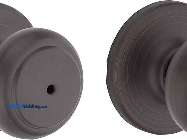 Lot 88-492025 - Kwikset Cove Interior Privacy Door Knob with Lock, Door Handle For Bathroom and Bedroom, Venetian Br...