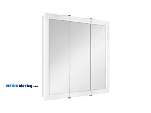 Lot 88-495723 - Glacier Bay 30" x 29" H Framed Tri-View Medicine Cabinet with Mirror White