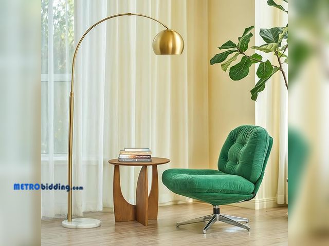 Lot 88-503572 - CO-Z 69" Modern Arc Floor Lamp, Gold Standing Light with Adjustable Metal Shade and Marble Base, LED...
