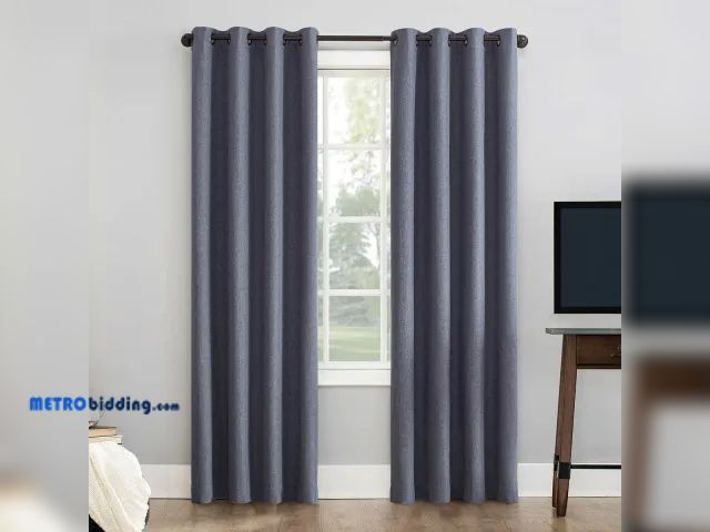 Lot 88-492406 - Sun Zero Pratt Tonal Texture Fleece Insulated 100% Blackout 84" Curtains, Navy