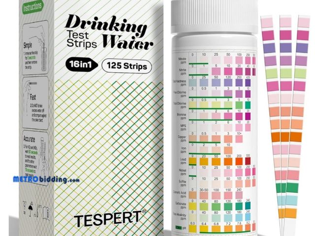 Lot 88-503477 - Water Testing Kits for Drinking Water: 125 Strips 16 in 1 Well and Drinking Water Test Kit, TESPERT ...
