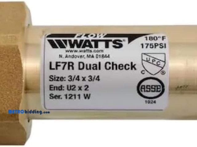 Lot 88-492727 - Watts LF7RU2-2 Lead-Free Brass MPT Dual Check Valve, 3/4-Inch, 1-Piece