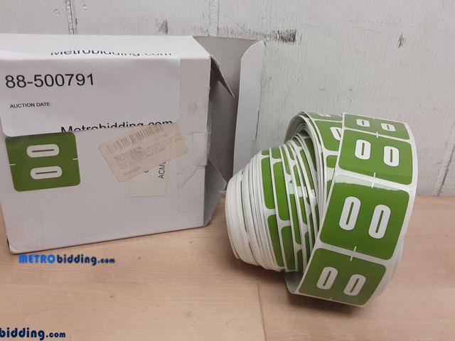 Lot 88-500791 - ACME COMPATIBLE MFBGP00 Avs Color Code Numeric"0" Label, 1-1/2" x 1-1/2", Green Mylar Permanent (Pac...