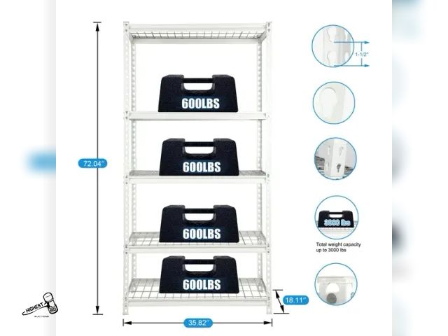 Lot 91-9515 - New MSRP $ 74.00 Pachira 36"W x 18"D x 72"H 5-Shelf Steel Shelving, White - SOME PHOTOS USED FOR DIS...