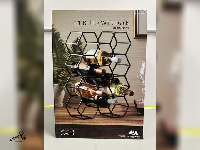 Lot 91-6251 - 11 BOTTLE WINE RACK - MADE 100% FROM IRON - POSITION VERTICALLY OR HORIZONTALLY - TO CLEAN, WIPE WIT...