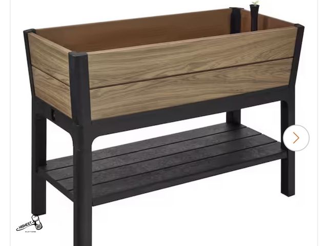 Lot 91-8677 - KETER DECO ELEVATED SELF WATERING GARDEN BED - 29 GAL. NEW IN BOX - 18.7" X 44.1" X 31.1" - SOME PHO...