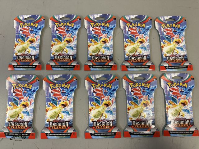 Lot 91-9592 - New IN PACKAGE 10PCK SCARLET &amp; VIOLET OBSIDIAN FLAMES POKEMON TRADING CARDS 2023