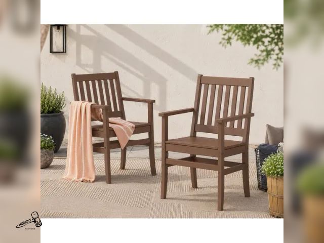 Lot 91-10243 - New MSRP $397 Better Homes &amp; Gardens by POLYWOOD Southlake Outdoor Dining Arm Chair (2 Chairs), ...
