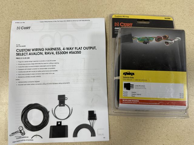 Lot 91-7169 - CUSTOM WIRING HARNESS, 4 WAY FLAT OUTPUT, SELECT AVALON, RAV4, ES300H #56350 - PLUGS INTO VEHICLE TA...