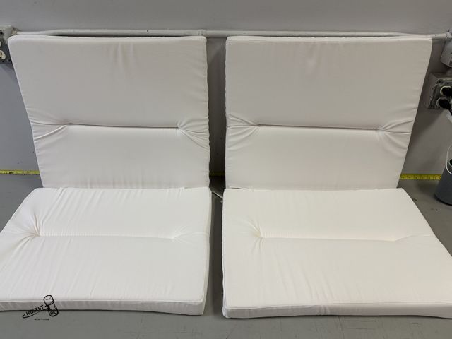 Lot 91-9759 - New 2 SUNBRELLA WHITE CUSHIONS  24"W X 40"H BACK CUHSION IS 21" BOTTOM CUSHION IS 19"
