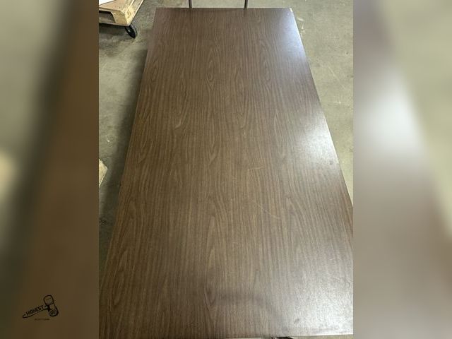 Lot 91-7496 - 4' X 8' CONFERENCE TABLE WITH DETACHABLE METAL LEGS- DOES HAVE SMALL LITTLE DAMAGE TO LAMANITE TOP I...
