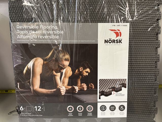 Lot 91-8644 - 6 NORSK REVERSIBLE FLOORING INTERLOCKING FLOOR TILES .79" THICK - 2' X 2' SQUARES 24 SQUARE FEET TOT...