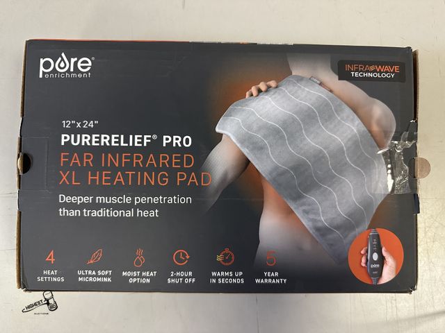 Lot 91-7353 - PURE ENRICHMENT 12" X 24" PURERELIEF PRO FAR INFARED XL HEATING PAD - 4 HEAT SETTINGS - ULTRA SOFT M...