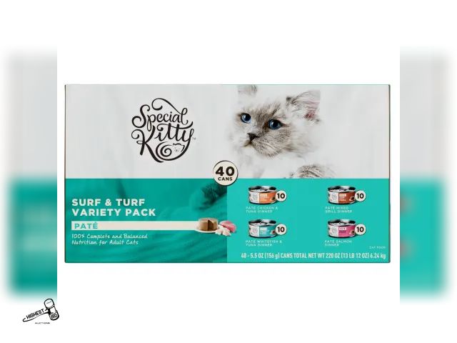 Lot 91-9571 - New Special Kitty Surf &amp; Turf Pate Wet Cat Food Variety Pack, 5.5 oz Cans, 40 Pack Flavors inclu...