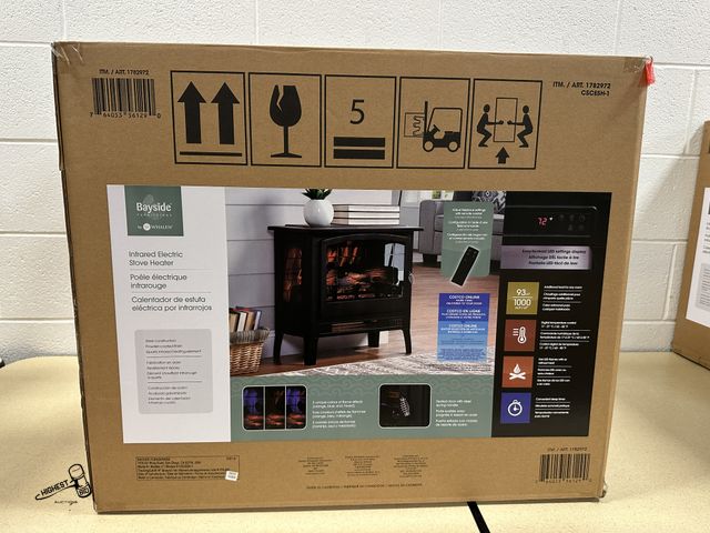 Lot 91-8010 - INFRARED ELECTRIC FIREPLACE STOVE HEATER IN BOX - 1,500 WATTS - 5,200 BTU - PLUGS INTO STANDARD 120V...