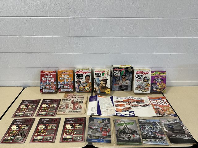 Lot 91-6993 - NASCAR COLLECTION - 7 BOXES OF CEREAL WITH AUTOGRAPHS - RACING MAGAZINES - DALE EARNHARDT WHEATIES B...