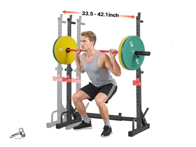 Lot 91-9516 - New MSRP $ 99.99 VEVOR - Power Cage Squat Rack MODEL SJ6500, Home Gym Power Rack with Adjustable Hei...