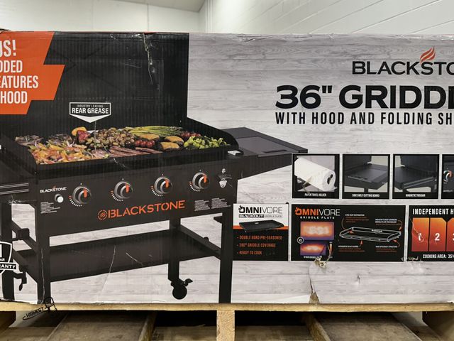 Lot 91-10217 - New MSRP $444.00 Blackstone Original Outdoor Griddle, 36 Inch 4-Burner Flat Top Grill with Hood, Bla...