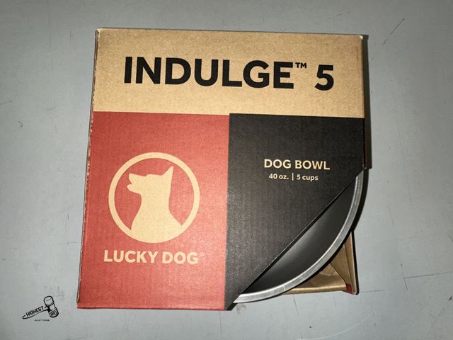 Lot 91-8438 - New LUCKY DOG INDULGE 5 DOG BOWL 40 OZ / 5 CUPS - GUARANTEED FOR LIFE - DOUBLE-WALLED STAINLESS STEE...