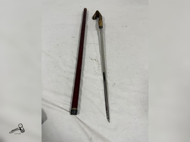 Lot 91-7688 - BRASS COBRA CANE WITH 21" KNIFE