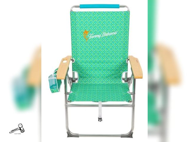 Lot 91-6482 - TOMMY BAHAMA HI-BOY BEACH CHAIR - ALUMINUM AND STEEL FRAME CHAIR - 7 RECLINING POSITIONS, 17.5" SEAT...