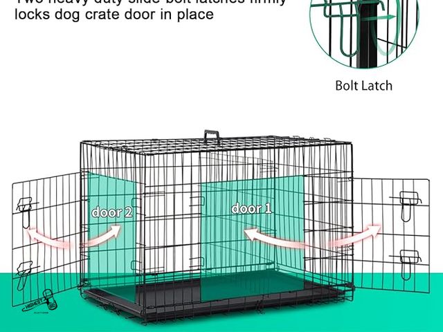 Lot 91-9528 - New METAL DOG CAGE 42" 2 DOOR