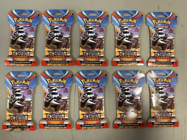 Lot 91-9583 - New IN PACKAGE 10PCK POKEMON SCARLET &amp; VIOLET OBSIDIAN FLAMES 2023