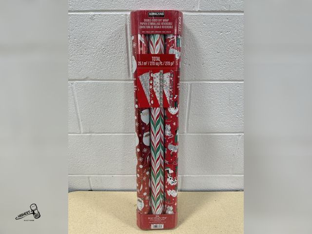 Lot 91-10545 - New KIRKLAND DOUBLE SIDED GIFT WRAP - 3 ROLLS 270 SQ FT TOTAL