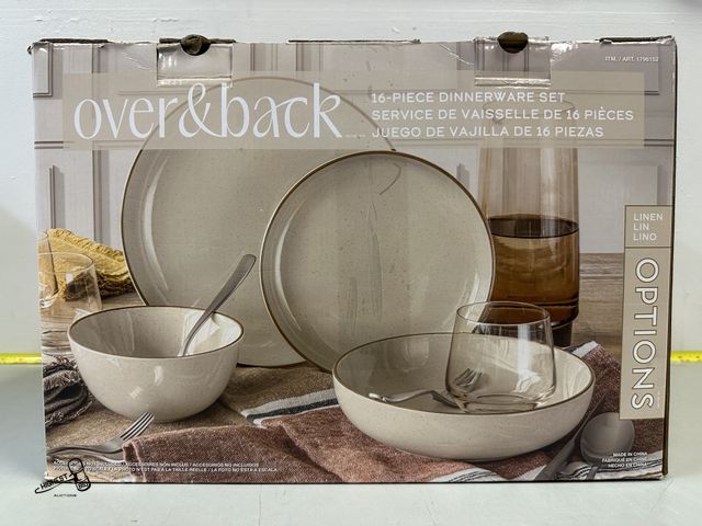 Lot 91-6253 - OVER&amp;BACK OPTIONS 15 PIECE DINNERWARE SET - STONEWARE - DISHWASHER SAFE - MICROWAVE SAFE - IN BO...