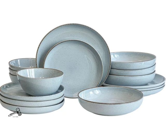 Lot 91-6252 - OVER&amp;BACK OPTIONS 16 PIECE DINNERWARE SET - STONEWARE - DISHWASHER SAFE - MICROWAVE SAFE - BLUE ...