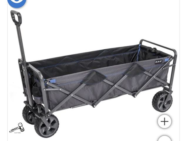 Lot 91-7381 - New MAC SPORTS DELUXE EXTENDED FOLDING WAGON WITH BRAKES - MAX LOAD 350 LBS - TELESCOPING LOCKING HA...