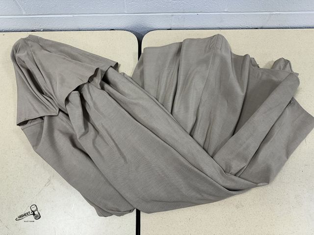 Lot 91-9885 - USED 10' TAN MARKET UMBRELLA TOP SMALL SLICE IN MATERIAL AS SEEN IN PHOTOS
