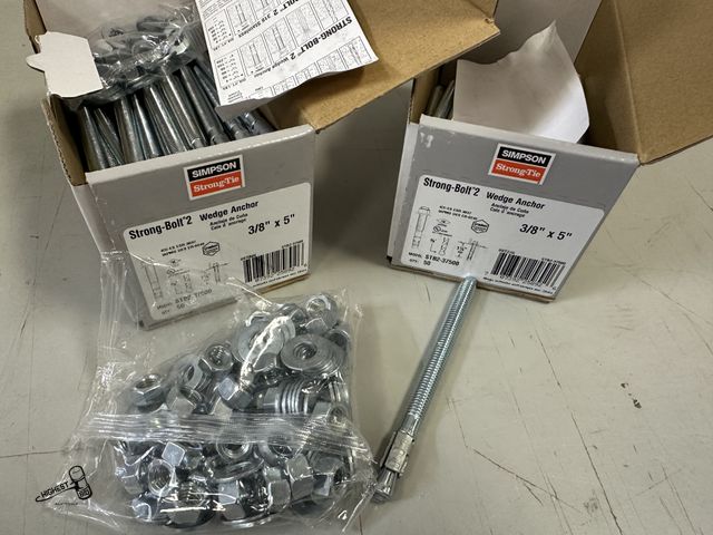 Lot 91-6303 - 3/8 X 5" WEDGE ANCHOR BOLTS - TOTAL 100