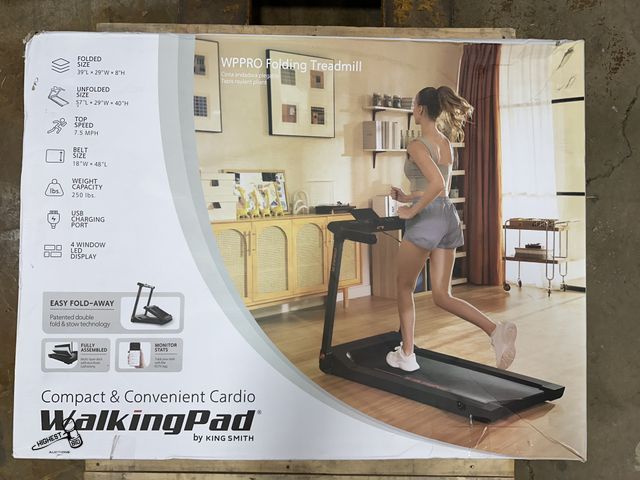 Lot 91-8264 - WALKING PAD WPPRO FOLDING TREADMILL BY KING SMITH- FOLDED SIZE 39"L X 29"W X 8"H - TOP SPEED 7.5 MPH...