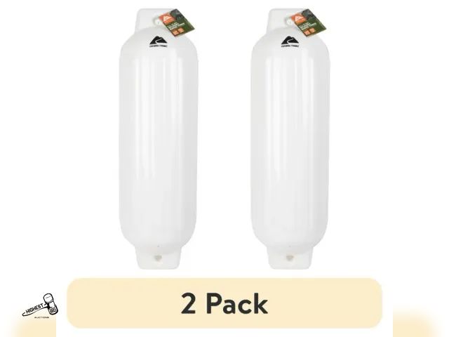 Lot 91-9397 - New (2 pack) Ozark Trail 8.5" x 27" Inflatable Boat Bumper Marine Boat Fender, White