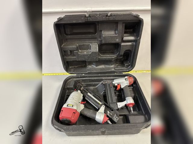 Lot 91-8215 - 2 CENTRAL PNUEMATIC TOOLS IN CASE - 18 GAUGE 2-IN-1 AIR NAILER / STAPLER &amp; 68020 AIR FINISH NAIL...