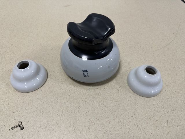 Lot 91-7104 - ANSI 55-4 PORCELAIN PIN TYPE INSULATOR WITH TWO PORCELAIN INSULATORS