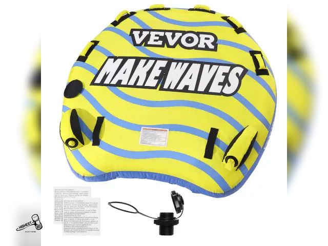Lot 91-9428 - New VEVOR - Towable Tube for Boating, 1-3 Riders Inflatable Towable Tube with Bumper Fins, 510 lbs W...