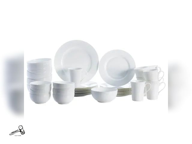 Lot 91-6971 - MIKASA DELRAY 40 PIECE DINNERWARE SET - SERVICE FOR 8 - CHIP RESISTANT - MICROWAVE, DISHWASHER, FREE...