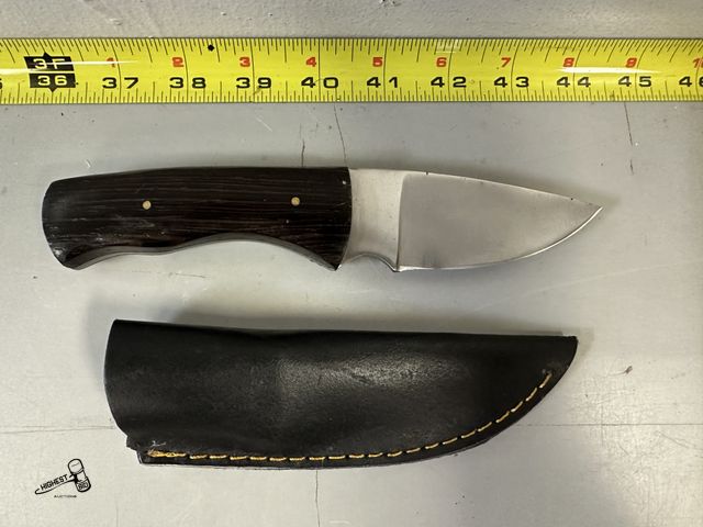 Lot 91-6191 - 8" KNIFE WITH LEATHER COVER