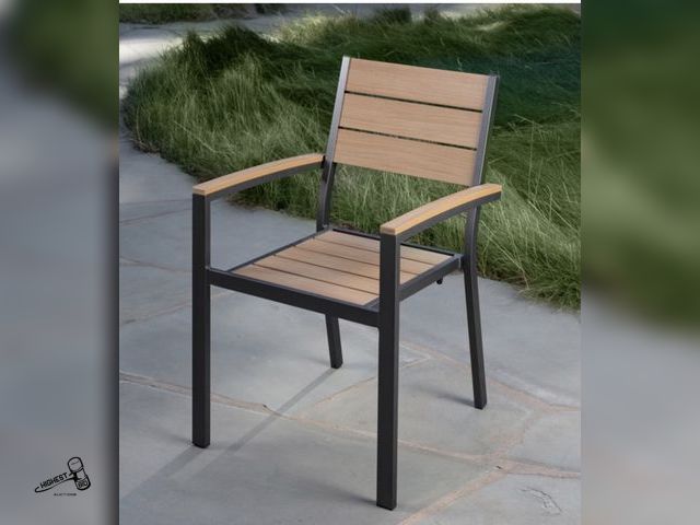 Lot 91-8745 - SUNVILLA NEWPORT STACKABLE PATIO CHAIR, FAUX WOOD