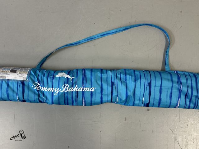 Lot 91-8847 - Tommy Bahama ANCHORX 7.5’ Beach Umbrella - ANCHORX™ Patented Wind Stabilizing Anchor - UPF 50+ Under...