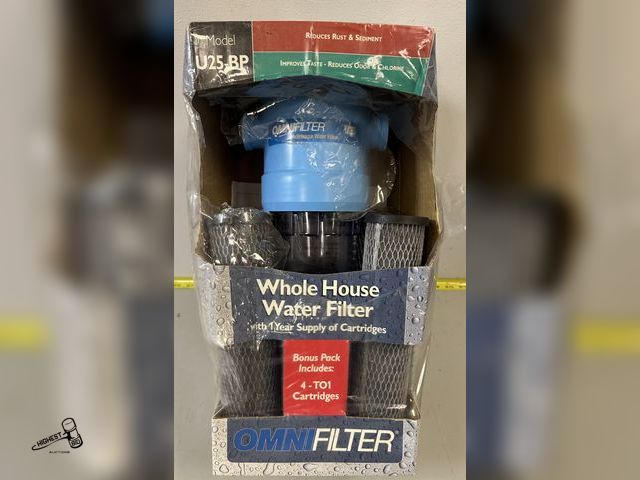 Lot 91-7973 - OMNI FILTER WHOLE HOUSE WATER FILTER SYSTEM INCLUDES 4 T01 CARTRIDGES MODEL U25-BP