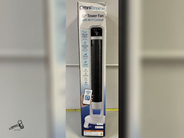Lot 91-8646 - OMNI BREEZE 38" TOWER FAN WITH WIFI CONTROL &amp; REMOTE CONTROL IN BOX LIKE NEW