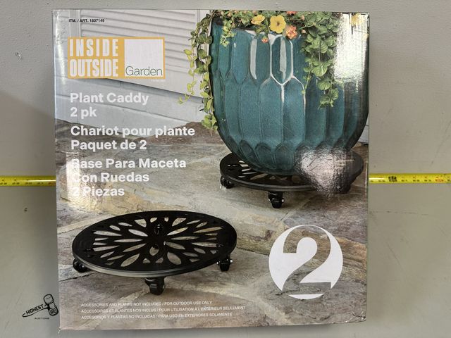 Lot 91-6254 - INSIDE OUTSIDE GARDEN 2 PACK PLANT CADDY - POWDER COATED STEEL CONSTRUCTION - UV AND WEATHER RESISTA...